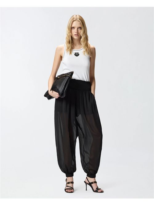 Canotta a costine con ricamo Love Birds PINKO | 106816A3AL/ZZ1